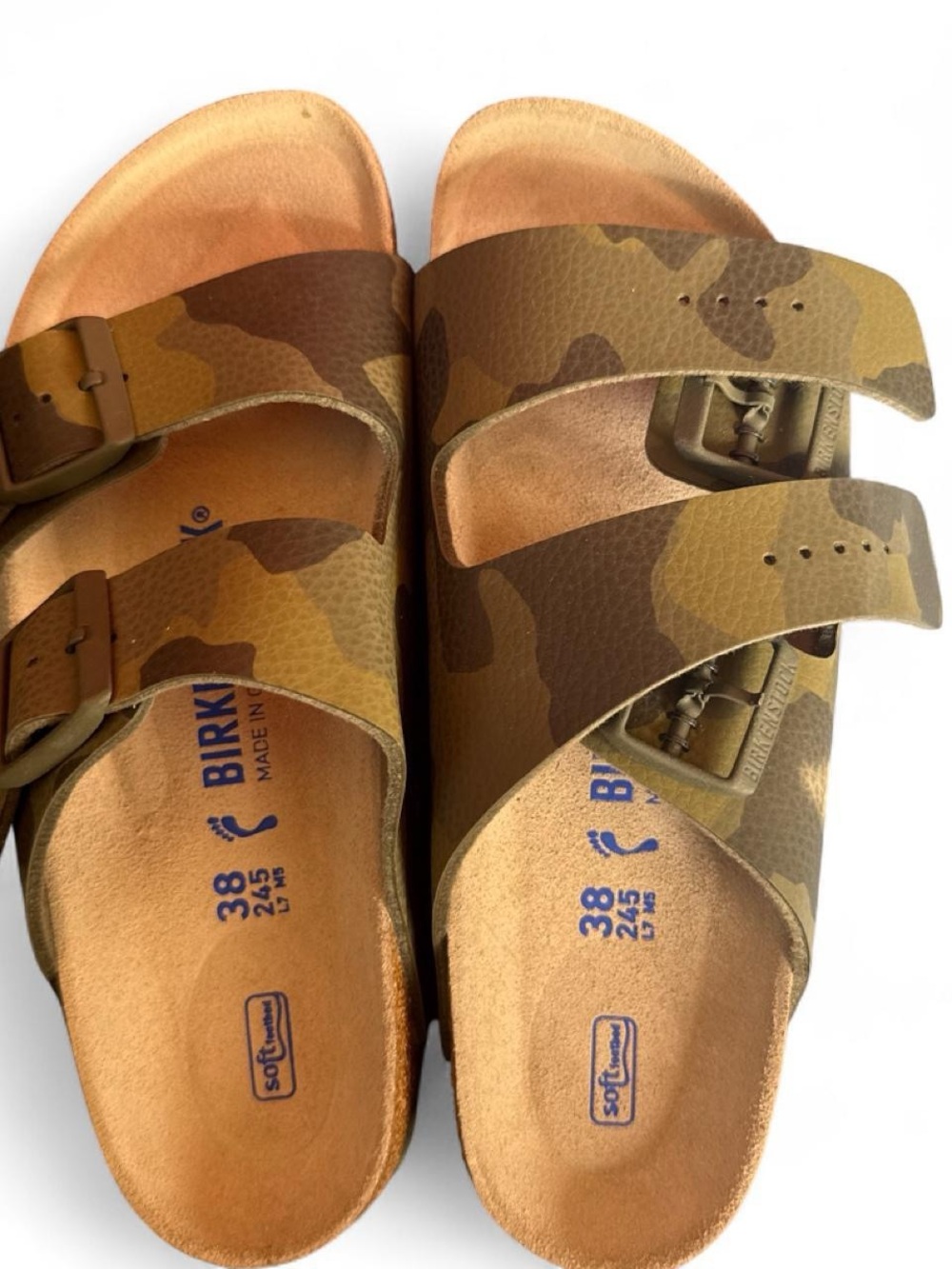 Birkenstock Kids' Arizona Two-Strap Sandal in Camouflage Brown/Olive